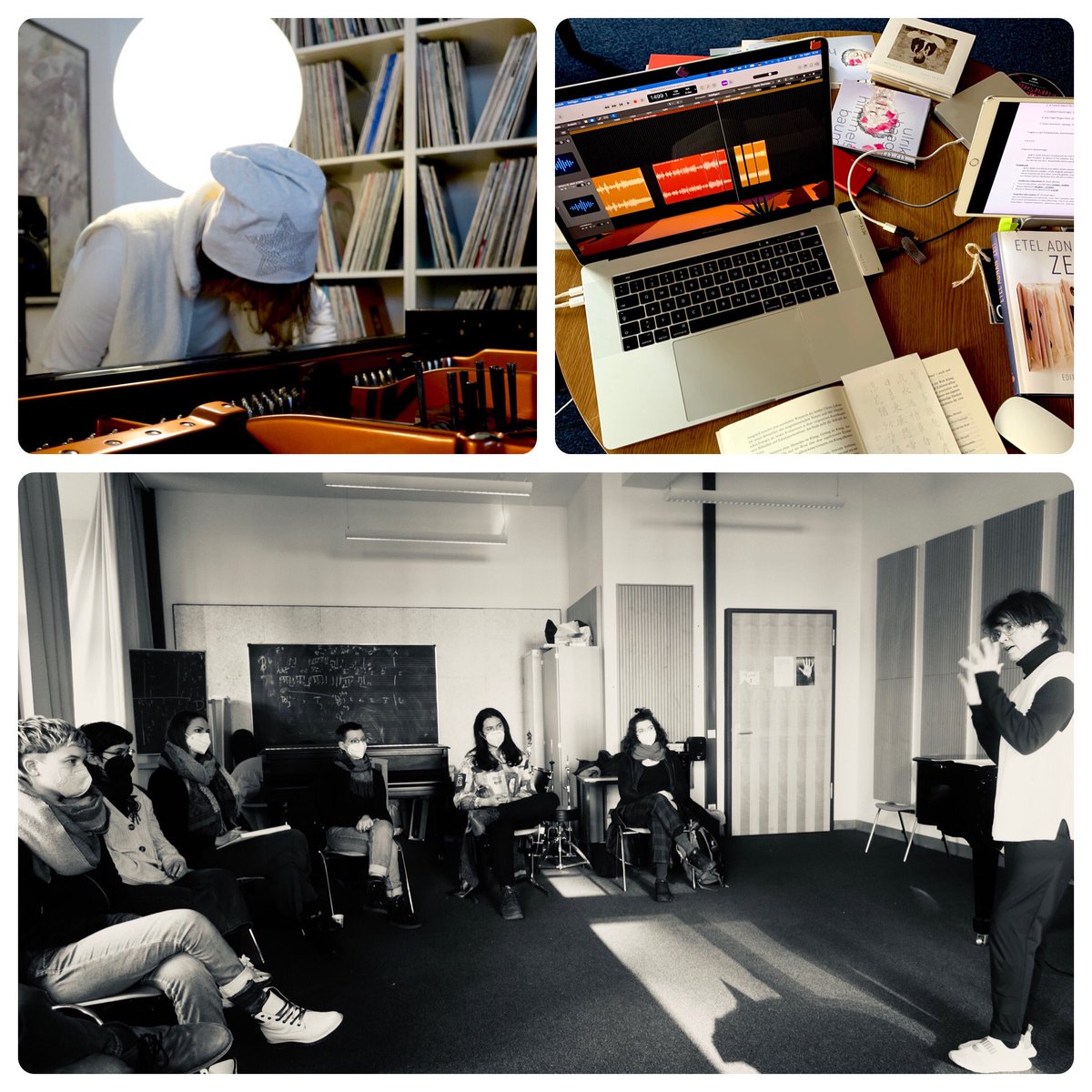 HaageUlrike's tweet photo. Collecting #sounds @ the #grandpiano. Packing #books &amp; #audio #samples for my #workshop with young jazz students. Heart-warming moments of joy. Passing on knowledge &amp; listening to each other. Thanks to my partner-in-crime #EricSchaefer #Musikhochschule #Leipzig https://t.co/CqYl7zz2l1