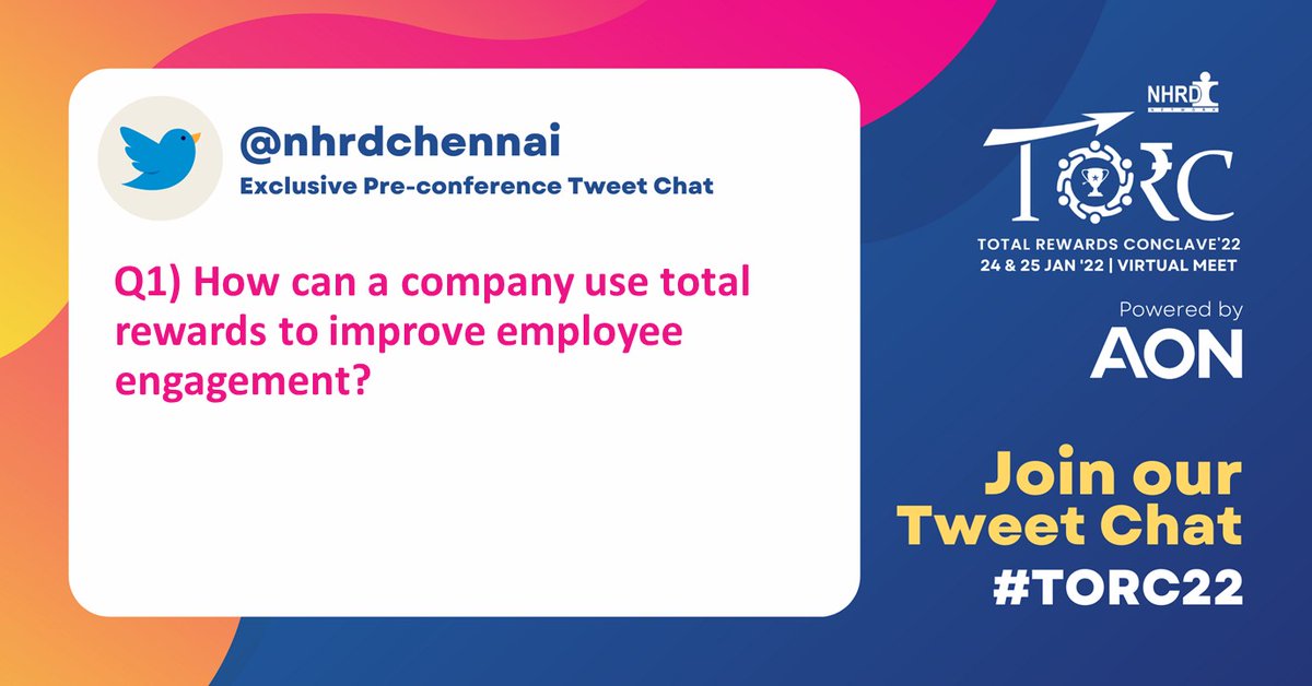 LionelJDPaul's tweet photo. Q1. How can a company use #totalrewards to improve #employeeengagement?
@NHRDN @NhrdChennai @Nathansv @Venkatnarayanan @SanjayMuthal @aquilbusrai
@gprao77 @nitin__sethi @gopalansuman #TORC22 https://t.co/nBxZF4ZCTe