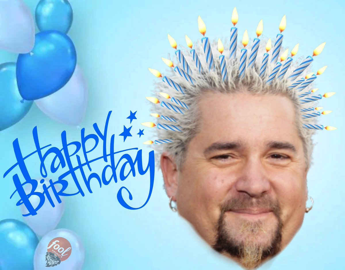 FoolNetwork's tweet photo. Wishing this wonderful human being @GuyFieri who brings so much good into this crazy world a very happy happy birthday ✌️❤️🎂🎉 https://t.co/2y4FC8FPHu