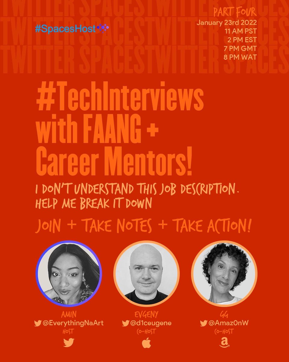 EveryThingNaArt's tweet image. Not getting tech interviews? Understanding the job posting will help a great deal! Tomorrow! Share! + a recap of the last 4 spaces to wrap up this series! Link to set reminder in the thread below 👇🏾🙌🏾