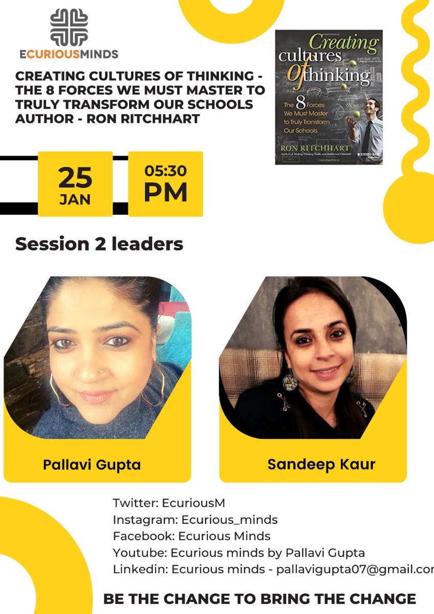 Looking forward to Session 2 with ⁦<a href="/EcuriousM/">Ecurious Minds</a>⁩ as we look, read and learn further about Creating Cultures of Thinking by ⁦@RonRitchhart⁩