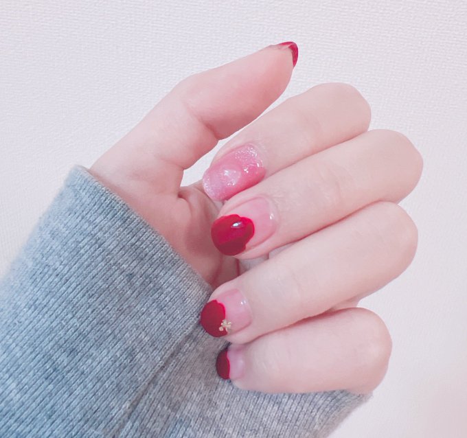 バレンタイン先取りなネイルにしたシンプルだけどかわいい! 