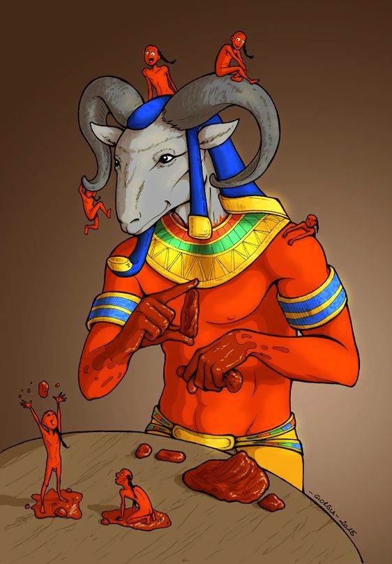 antinousgaygod's tweet photo. 22 Jan is The Day of Making Way for #Khnum, ram-headed Egyptian deity who creates each human and their KA from #Nile clay on his potter's wheel. He guards Aswan Cataracts &amp; oversees the Inundation. #Chnum also reveals treasures, ore and gems hidden deep in the Earth. https://t.co/Jbdy166lKV