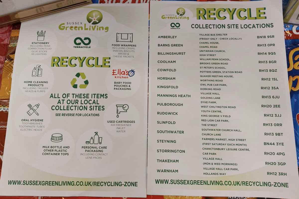 A reminder of all the info for the <a href="/Sussexgreen/">Sussex Green Living</a> single use plastic recycling.