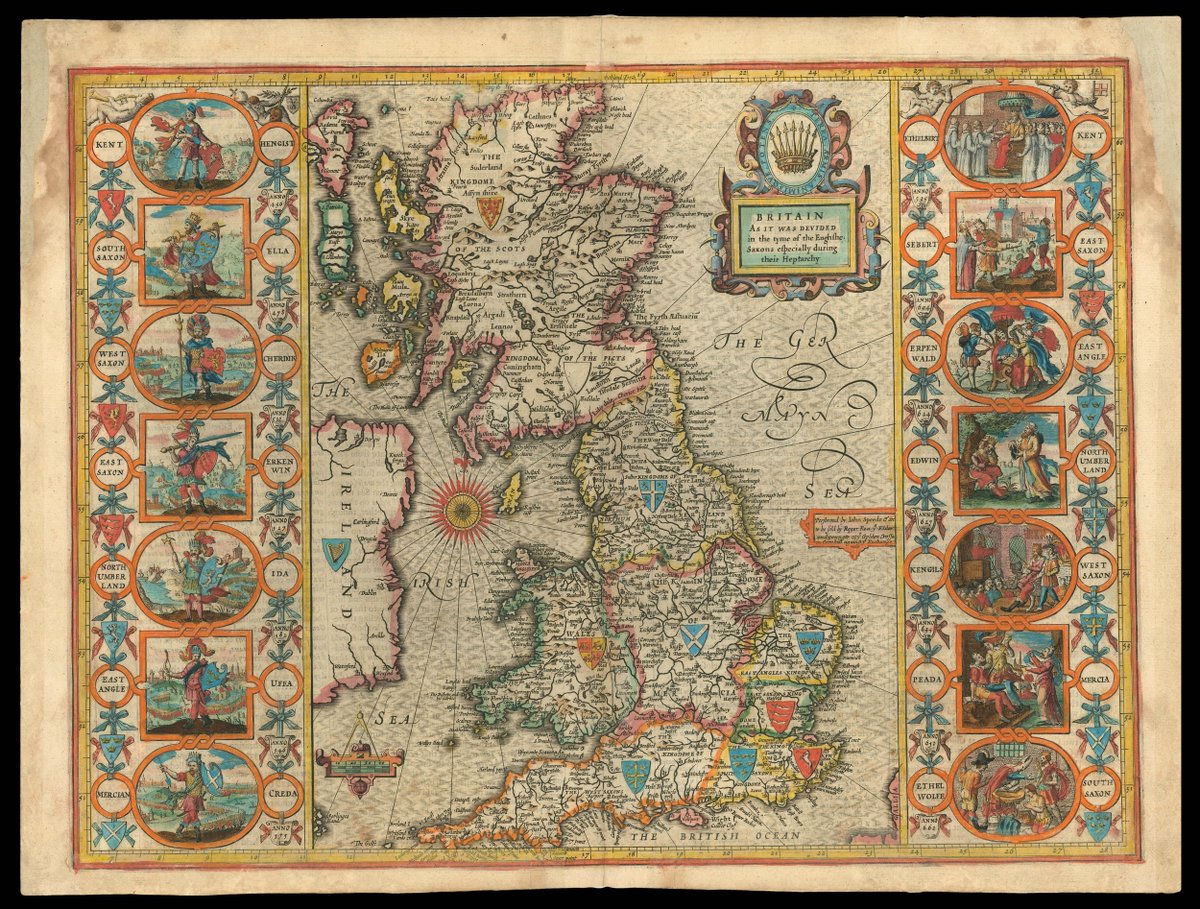 crouchrarebooks's tweet photo. SPEED, John. Britain As It Was Devided in the tyme of the Englishe Saxons especially during their Heptarchy Performed by Iohn Speede. [London], 1665.

​#RogerRea #Speedmap #WilliamGarrett #WilliamHumble #Restoration1660 ​#raremaps #antiquemaps #maps #cartography https://t.co/nxKNdNfjlY