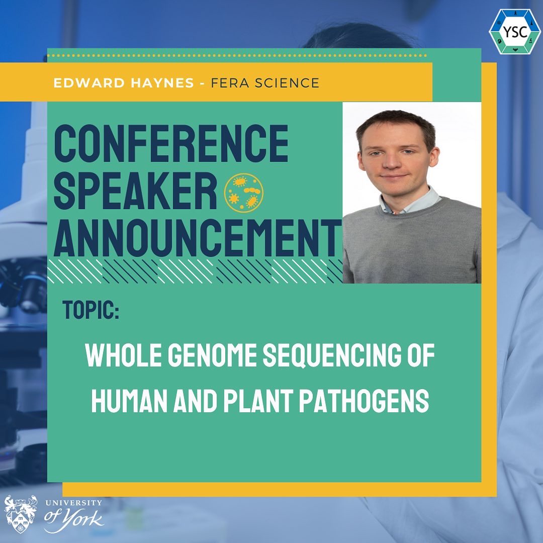YorkSciCon's tweet photo. Introducing another of our conference speakers, Edward Haynes, who will be talking about whole genome sequencing of human and plant pathogens! 👦👩🌱 Reminder that student panelist applications on Tuesday 25th at 12pm! https://t.co/WFholcy31n
