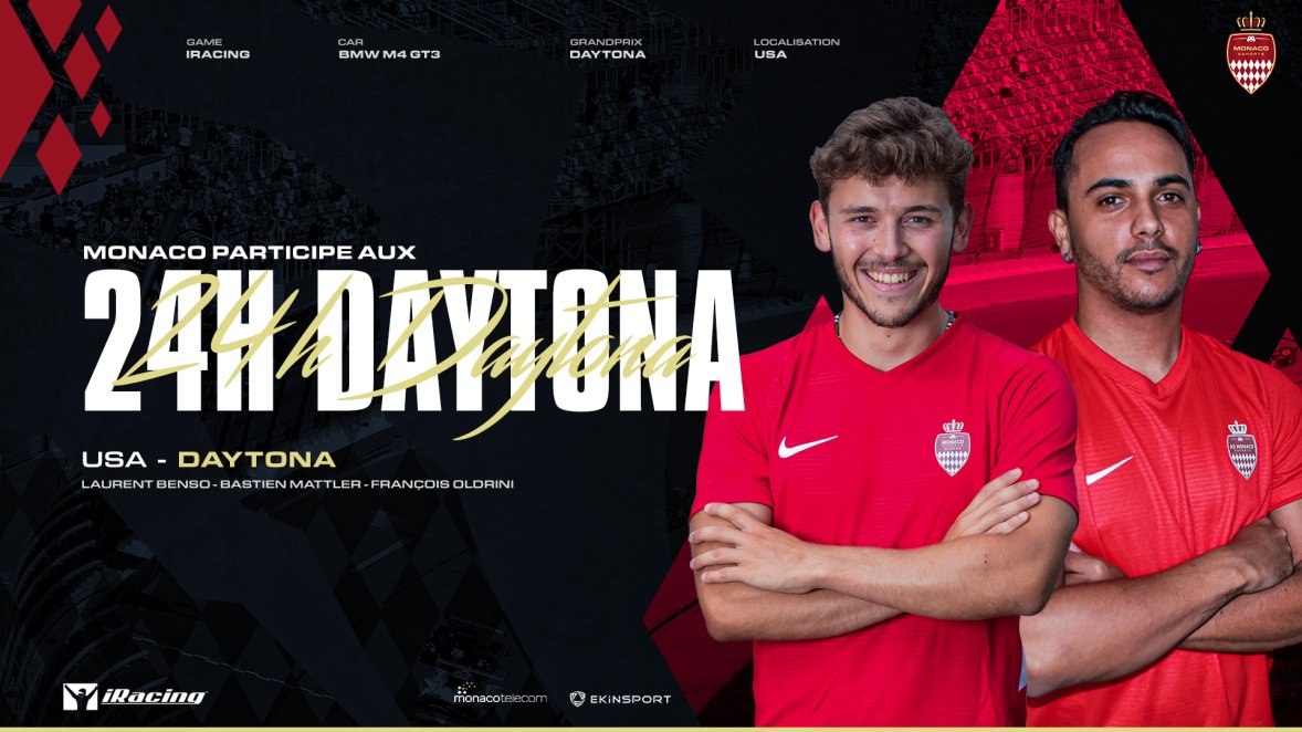 #iRacing | #24hDaytona 🏆 

24H de course pour nos pilotes !

✦  Equipage : <a href="/laurentbenso/">Lowlow #99</a> x  @Oldrinifrancois x <a href="/zBastienMattler/">zBast</a> x
<a href="/andy_ratel/">Andy Ratel</a>

🚥 Daytona 🇺🇸
🏎️ BMW M4 GT3 
📺 twitch.tv/laurentbenso
🕰️ 15h

 #DagheMonaco 🇲🇨