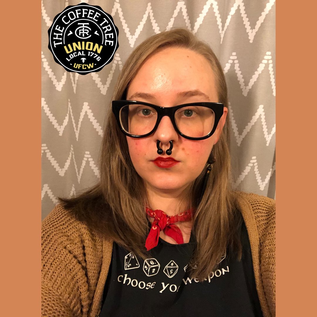 coffeetreeunion's tweet photo. **Meet your baristas thread!** First up we have Chris (they/them). Chris is a barista at the Squirrel Hill Coffee Tree! They are voting YES for the union because they believe Coffee Tree should be paying a living wage, providing better working conditions… https://t.co/CZaEraHokf