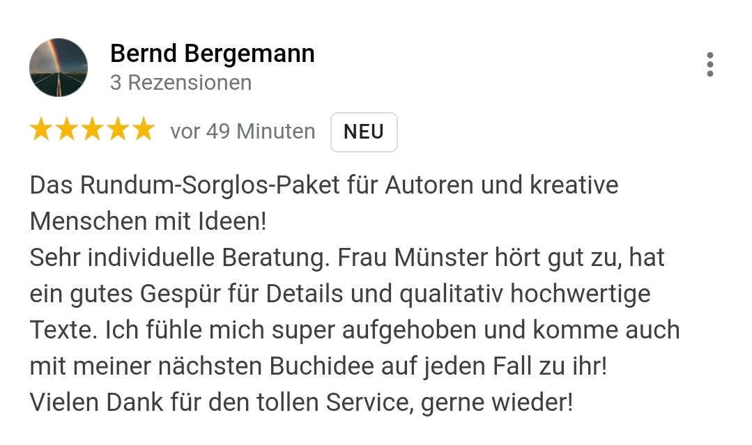 So eine Rezi für meinen TEXTZIRKUS bekomme ich gern! 🤩 
Es darf so weitergehen! 😁🥳🥳
 #rezension #autorenservice #lektorat #ghostwriting #schreiben