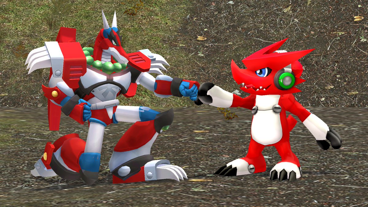 FlameTM_Oficial's tweet photo. I feel like these 2 would get along in the most badass way possible, like, "talk with your fists" kinda way -#DigimonXrosWars #Digimon #シャウ #デジモン #シャウトモン #デジモンクロスウォーズ #DigimonFusion #Gmod #megaman #Rockman #ROCKMANXDiVE  #MagmaDragoon https://t.co/SsKKLGkDLP