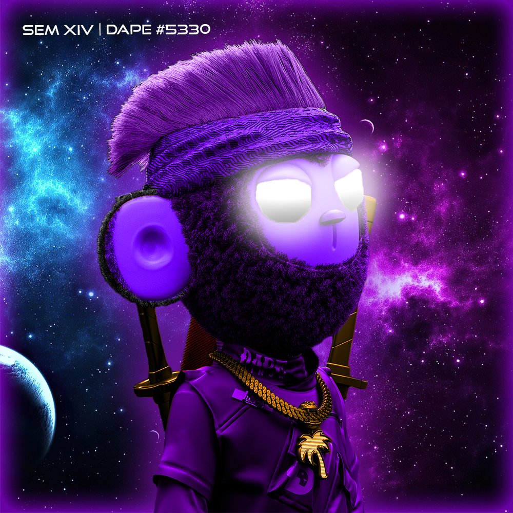 kingg_sv's tweet photo. Just made a new art for @dapenft Galaxy Ninja DAPE with Glowing Eyes💫👀Original artwork made by Sem XIV | DAPE #5330 on discord, you can always leave a like if you like this fan art! Every type of support is appreciated! 💜 #DAPEARMY Love y'all! @SerpentAU @farhalx @amritdape https://t.co/VmC387r6g8