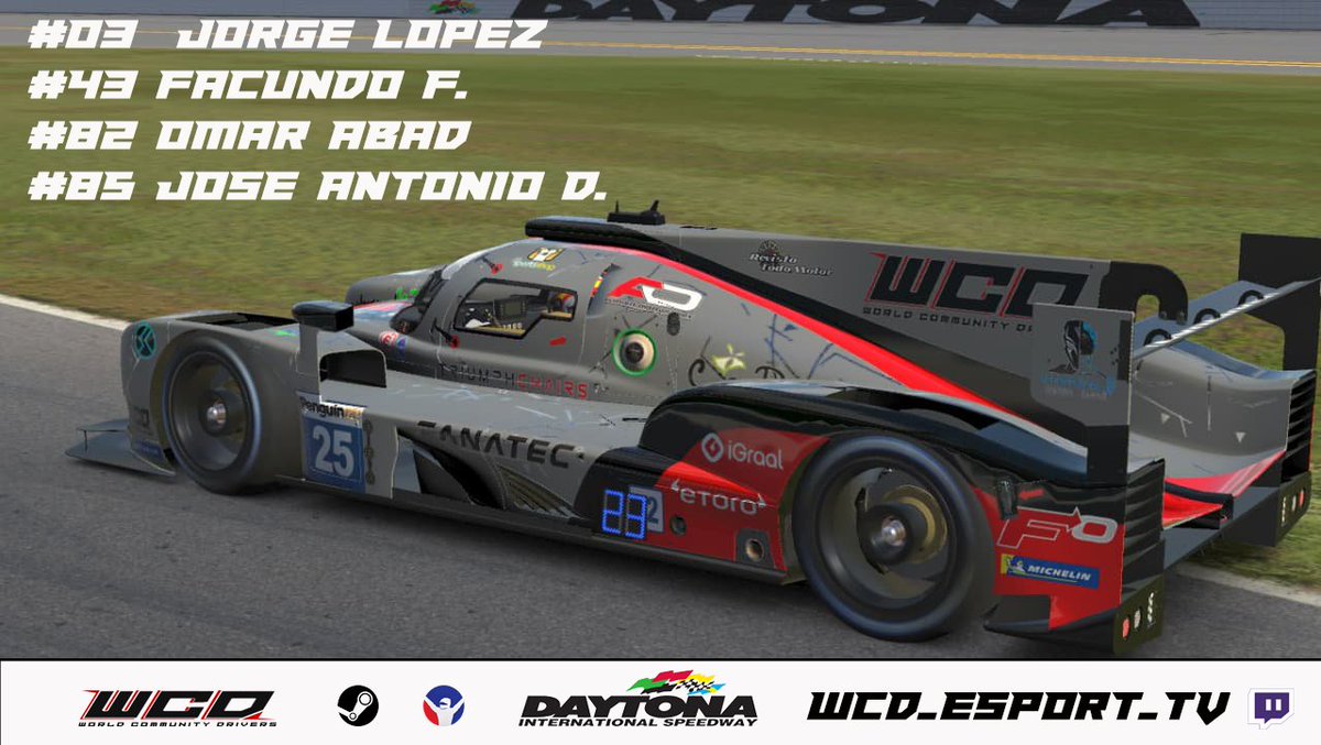 WCDClub's tweet photo. #simracing #automovilismo #motorsport #iracing #Daytona24 #teamwcd
Equipo de iRacing
P13 Prov.
Después de otra gran remontada, incidente en recta y trompo, estando P10 de nuestro Split
Vamos Equipo
https://t.co/1FQIlmwSEs
https://t.co/DuRPTVXRtG https://t.co/ybIMhUi8s8