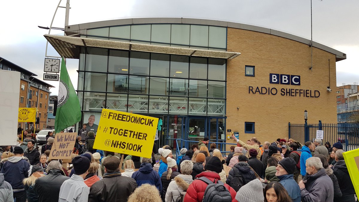 Due to lack of media coverage, the demonstration has moved to #BBC #Sheffield #NHS100K #together #TogetherDeclaration #FreedomDay