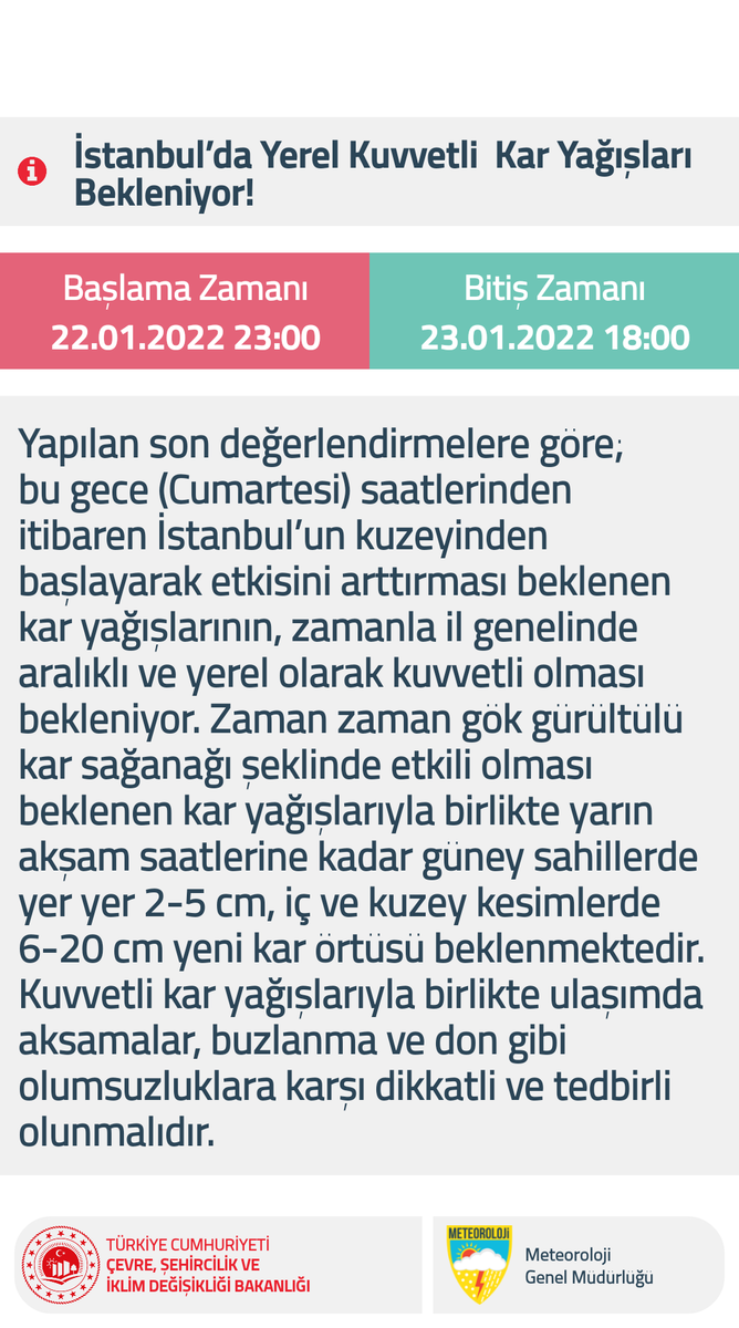 meteoroloji_twi's tweet photo. 🔊Meteorolojik Uyarı 
İstanbul'da Yerel Kuvvetli Kar Yağışları Bekleniyor!
@AFADBaskanlik @TC_istanbul @istanbulbld https://t.co/J6xLYWTNZd