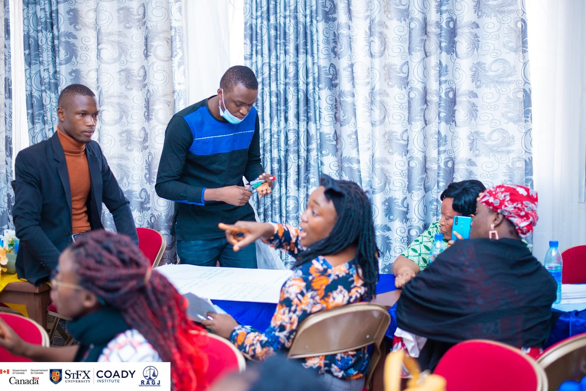 RAGJ_Cameroon's tweet photo. One of the created community during the ABCD Institute workshop, work session and presentation on how they can connect the  ABCD approach to  one of the four pillars of  WPS (Relief and Recovery) 

@CanadaCameroon | @CoadyStFX 

#women #abcdinstitute #peace #UNSCR1325
@AIHRP2 https://t.co/kKSYK5ojUj