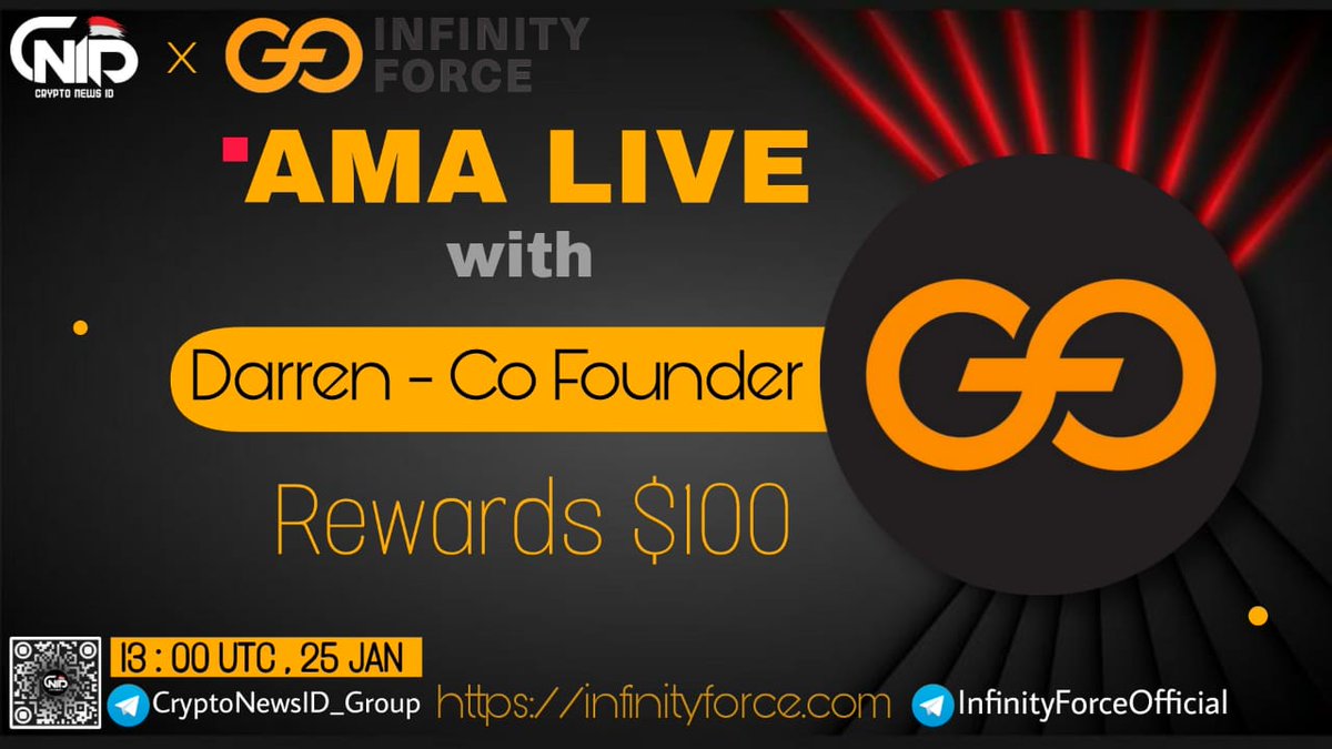 CryptoNews_Indo's tweet photo. 📢AMAseries Announces!!!
CryptoNewsID🇮🇩 will hold AMA with Infinity Force on January 25th | 1pm UTC rules: 
1. Detail
https://t.co/q0S0lkg17g
2. Follow Twitter @CryptoNews_Indo &amp; @infinityforce_
3. Like, Retweet, Comment your Question &amp; Tag Your Friends https://t.co/NwiJDk6KRw