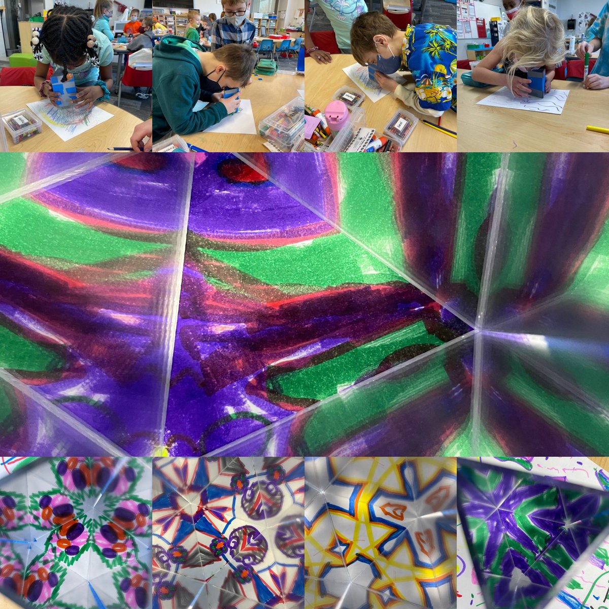 What happens when you use mirrors to reflect light? Beautiful kaleidoscope images! <a href="/TosaMcKinley/">McKinley Elementary</a> <a href="/tosaschools/">Wauwatosa Schools</a> #TosaProud #firstgradescience