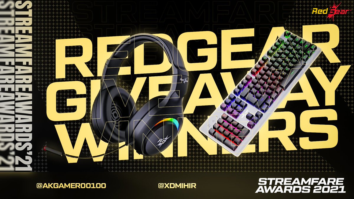 StreamFareAward's tweet photo. Winners for the giveaway powered by @RedGearGaming are:-

@akgamer00100 and
@xDMihir https://t.co/bzjRj2dbU2