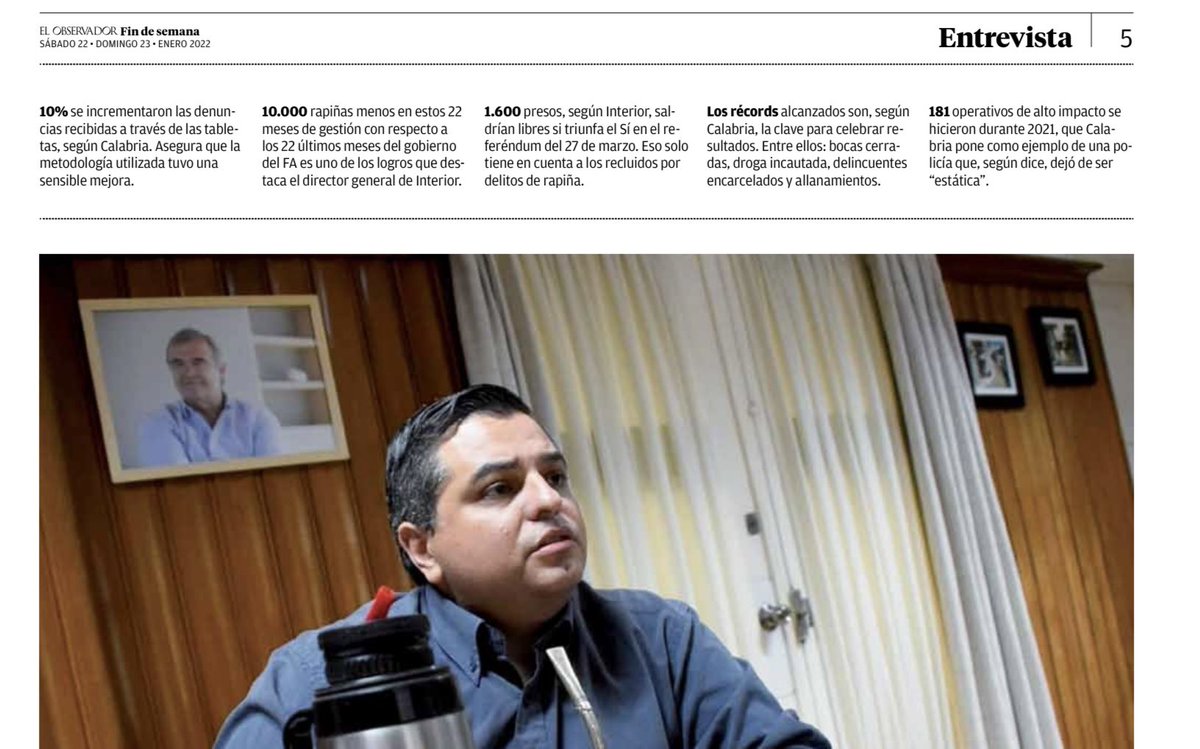 Clarito <a href="/LuisCalabria/">Luis F. Calabria</a>!

➕10% denuncias recibidas x tablets

➖10.000 rapiñas en 22 meses

🧑🏻‍⚖️ 1.600 presos serán libres si se derogan artículos LUC

❌ Records de bocas cerradas, droga incautada, delincuentes encarcelados y allanamientos

👮‍♂️ 181 operativos de alto impacto en 2021