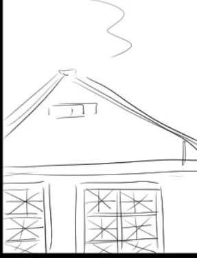 戦時中って確か窓にテープみたいの貼ってたよなと思いろくに資料も見ずに描いたら、窓が肛門かアスタリスクみたいになった 