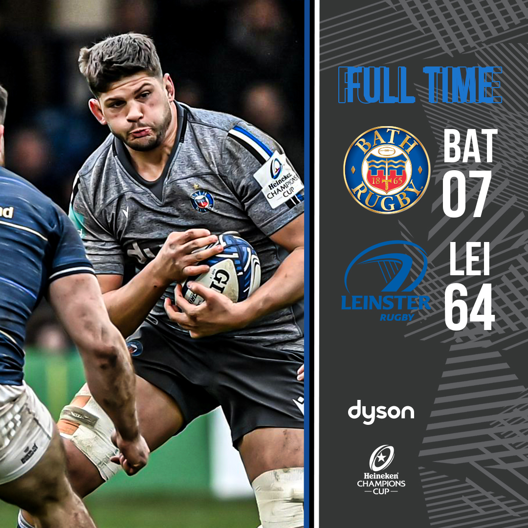 BathRugby's tweet photo. Full time at the Rec. An impressive Leinster defeat a young and disrupted Bath. https://t.co/WSWFWQJgh9