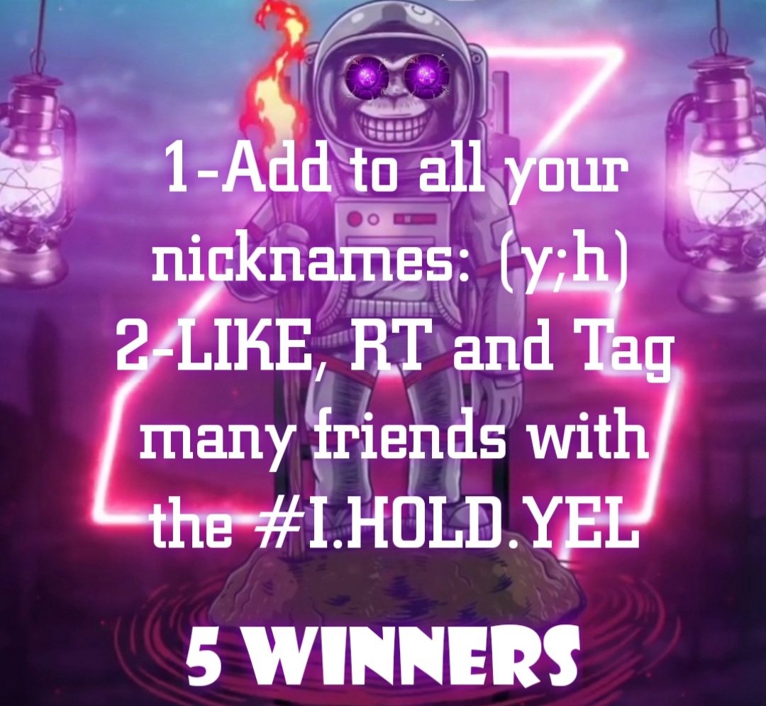 YelCommunity's tweet photo. HOLDERS ALWAYS WIN✅
I wanna give our dear holders a giveaway to lift up the souls in this red days 🤟

Who is a 💜YEL HOLDER?
➡️🗣Lets show crypto world we (H)old (Y)el adding to our social nicknames the code: (y;h)

🔥5 Holders ➡️💰2000 $YEL

Winners➡️FRIDAY 4TH
@yel_finance https://t.co/cEH8bDM7mK