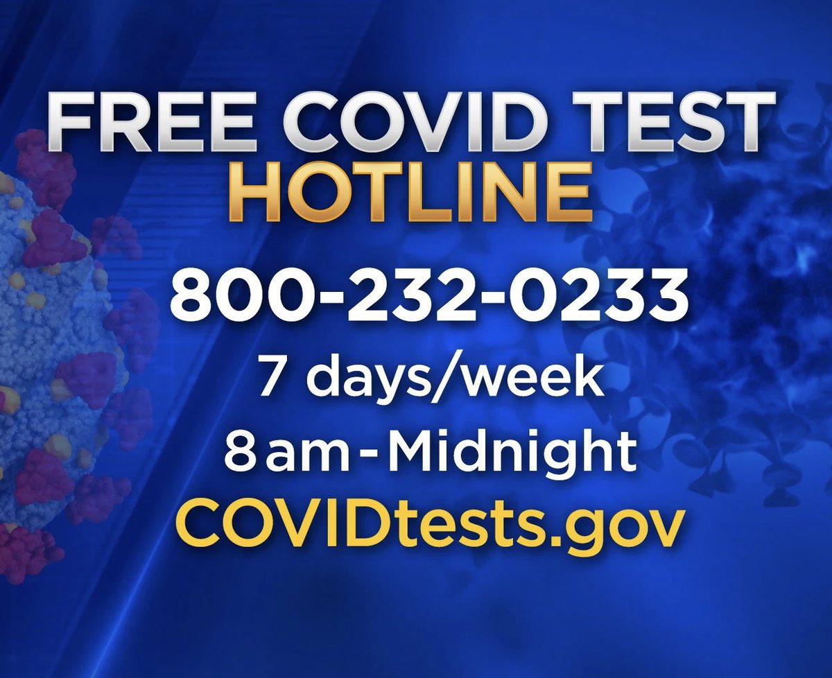 Those people who can't order their four (4) free COVID tests online can call the new COVID test hotline. The number to call is 800-232-0233.  More info: amp.usatoday.com/amp/6598811001