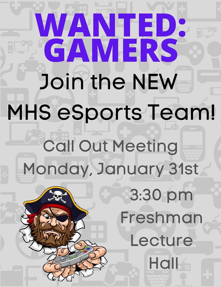 EXCITING NEWS!!! Purdue Northwest eSports Coach Justin Bragg coming will join our call-out meeting to explain how eSports can connect students to scholarships/opportunities.