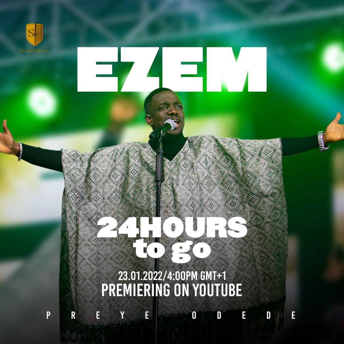 preyeodede's tweet image. Gear up FAM!
.
Tomorrow 4PM Nigerian time "EZEM" premieres on YouTube. Kindly subscribe and turn on your notification.
.
Spread the word, tag your friends.
Link below
youtu.be/Ut7aUgX0fRA
.
#preyeodedeministries #preyeodede #scriptplanetglobal #scriptmusic #norestriction
