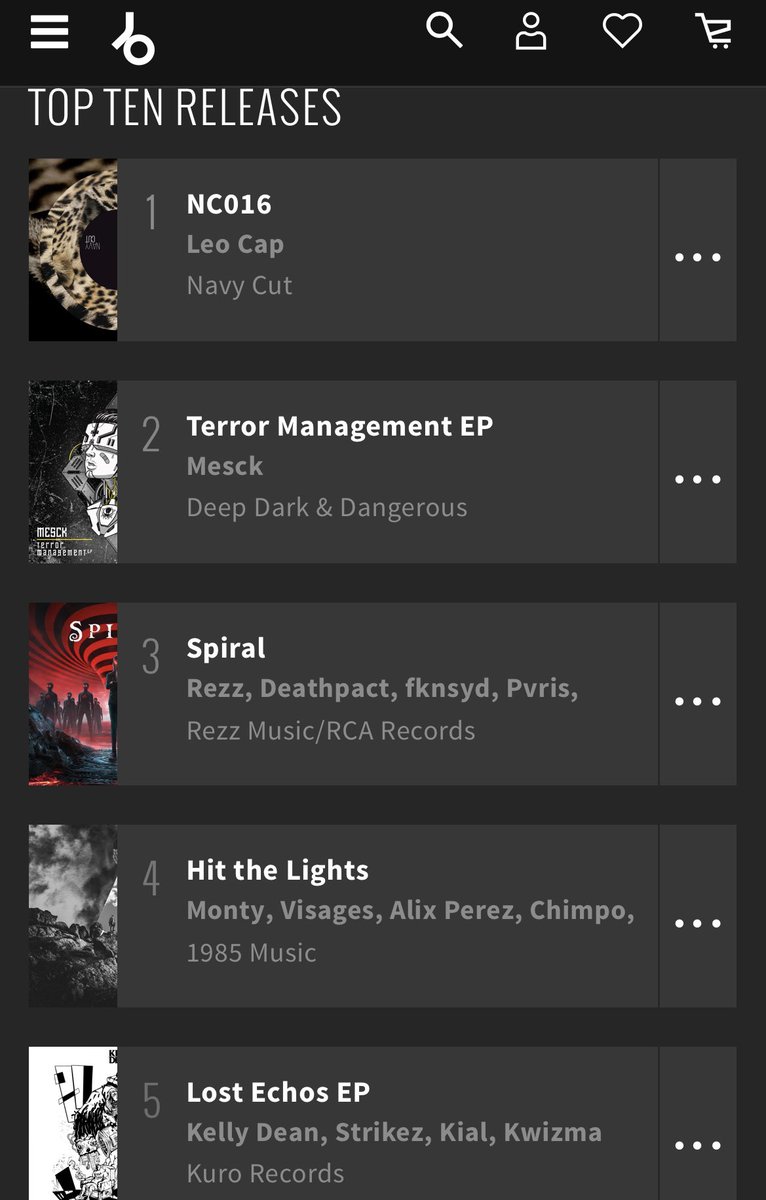 Very excited to see my latest release on Kuro Records in the top 5 releases on #beatport alongside the homie @mesck_dub Huge thanks to those of you that are supporting the Kuro vision and sound. We love you!