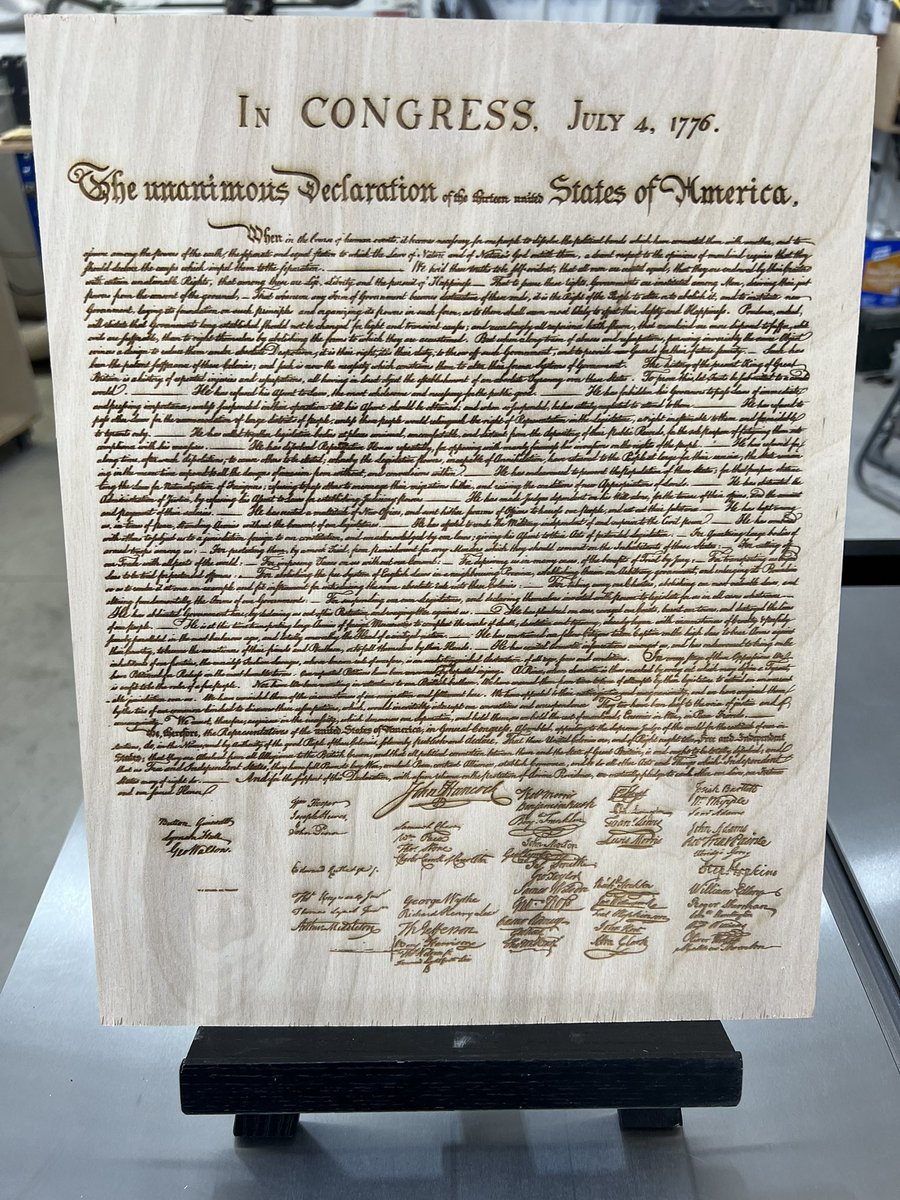 RT @WoodworkFarmer: Declaration of Independence created on wood measuring 11x14”.  No words needed on this one. https://t.co/y6p2GgrjwA