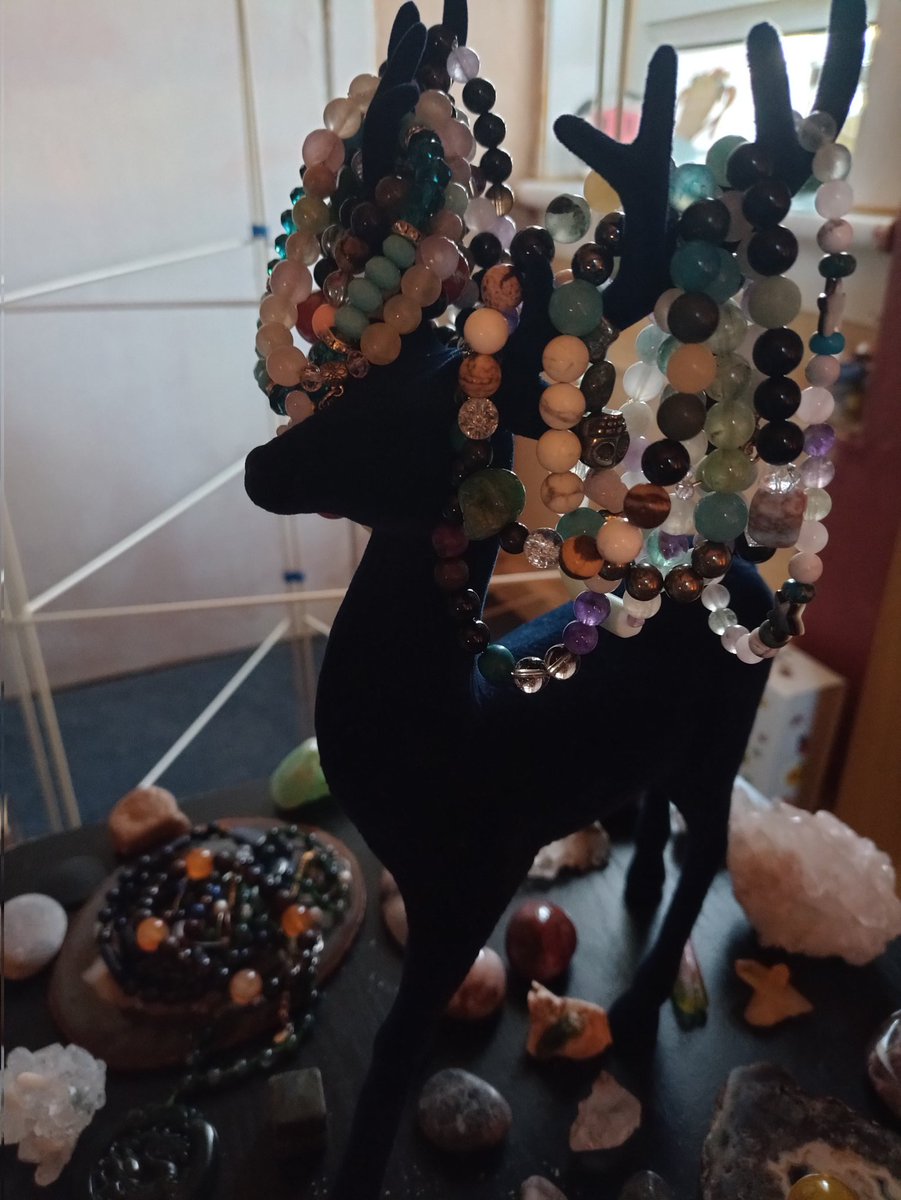 NicolaAngel_'s tweet photo. How cute is this my beautiful Stag and I put some of gemstone bracelets on her...
#gemstonejewelry #crystalbraclets https://t.co/3D6DmY3hX6