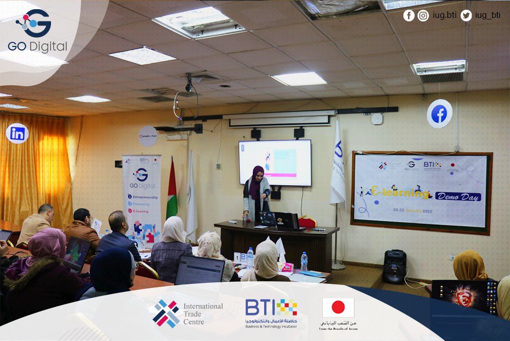 IUG_BTI's tweet photo. صوت تصفيق، تشجيع وحماس، و فخر كبير و القليل من الخوف والكثير من الإبداع 🤩.  كان هذا ملخص عروض متدربي المسار الأول والنوعي في فلسطين "أتمتة المناهج" 

هذا المسار يعتبر أحد مسارات مشروع GoDigital والذي تنفذه الحاضنة بتمويل من الحكومة اليابانية و إدارة (ITC)

 #BTI #TIC #E_Learning https://t.co/PNX81SAZE8