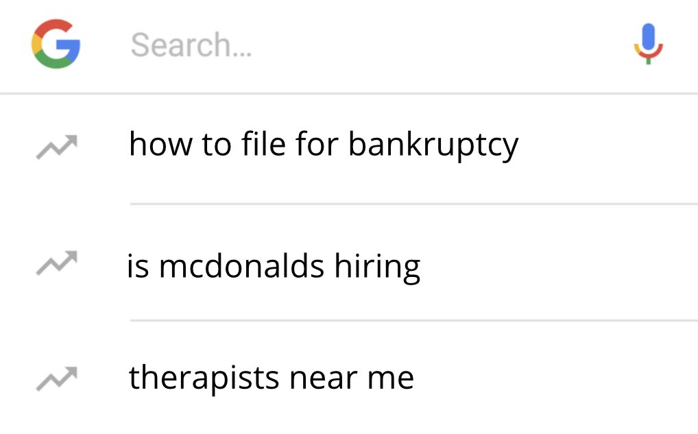 AshleyDCan's tweet photo. google trends are brutal today https://t.co/up1OTZELEM