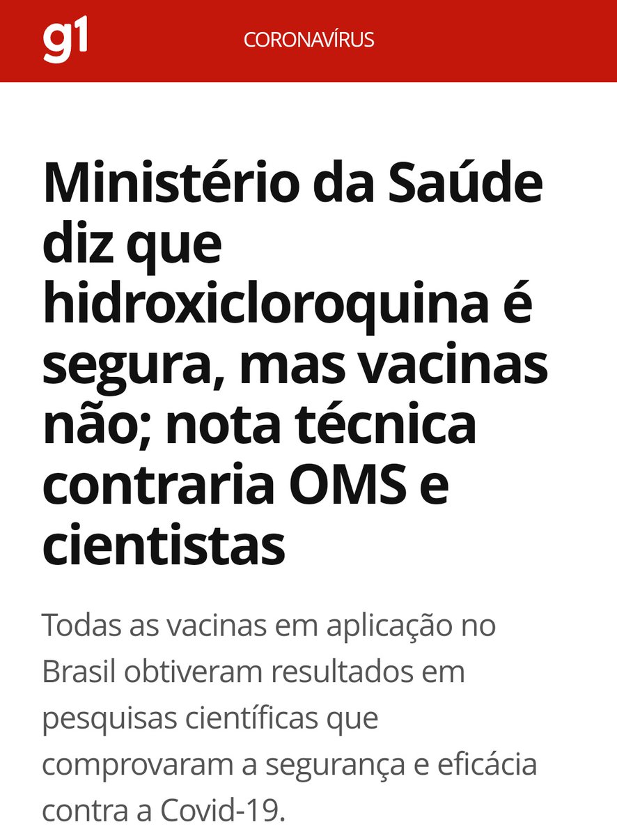 uneoficial's tweet photo. ABSURDO!

Em contramão a ciência, Ministério da saúde afirma em nota técnica, que cloroquina é eficaz no combate a COVID-19 e a vacina não.

Lembrando: Vacina salvam vidas!
Não caia nesse papo, se vacine e seja um agente conscientizador da vacinação. https://t.co/kwRDwAXHm0