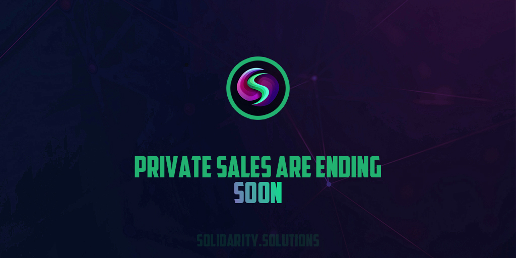 Private sales are ending soon. Be a part of something bigger. 

Contact sales@solidarity.solutions 🙌

#Solana #crypto #spl #token #CEX