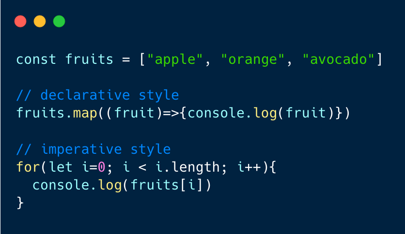 indie_rok's tweet image. IMPERATIVE VS DECLARATIVE PROGRAMMING
Check the code above, both are doing the same (go through an array and print the elements).
But the way they do it... It's different
How does it work?
1/5
#imperativeprogramming #declarativeprogramming #code