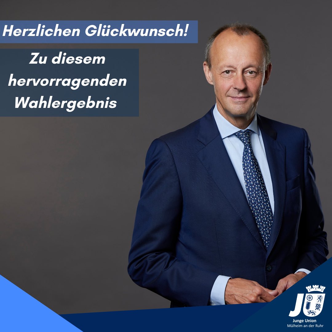 JungeUnionMH's tweet photo. Die Junge Union Mülheim gratulieren Friedrich Merz sehr herzlich zu seinem großartigen Ergebnis bei der Wahl zum Parteivorsitzenden der CDU!
Gleichzeitig wurde heute das gesamte Parteipräsidium sowie der Posten des Generalsekretärs neu gewählt. https://t.co/n2m8D7QShw