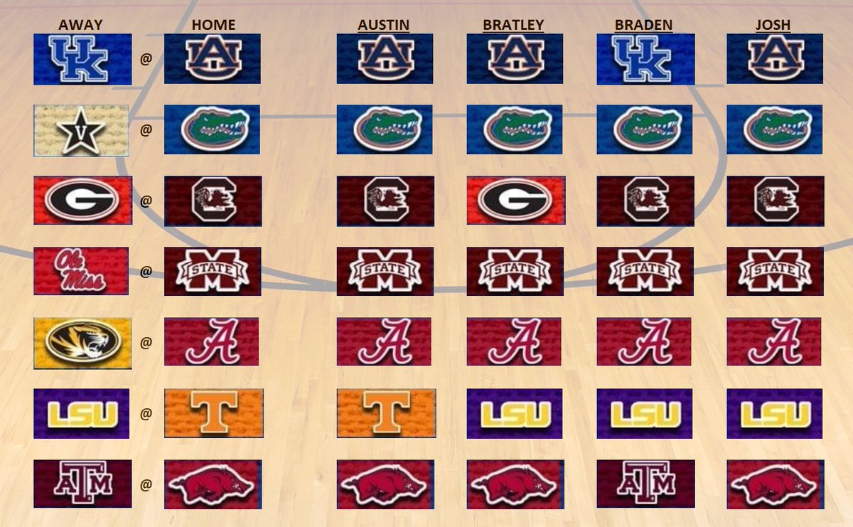sec_pick's tweet photo. Picks for today's games! Huge matchup this morning on The Plains between @KentuckyMBB and @AuburnU!
#SEC #CollegeHoops #BasketballConference https://t.co/qviECUoziV