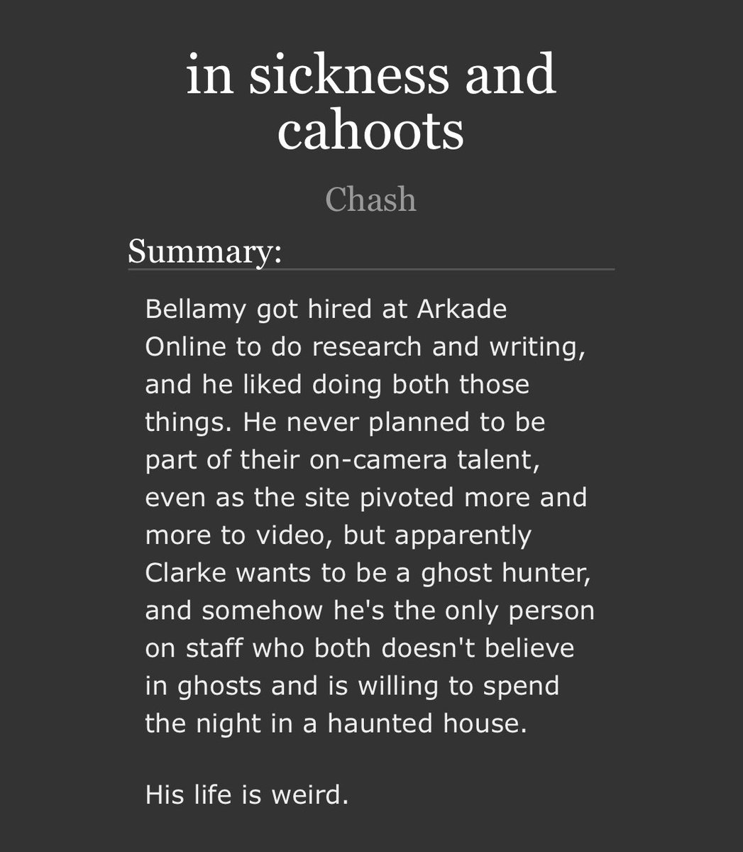 ZouReads's tweet photo. ๐in sickness and cahoots
โ Chash
โ๏ธ 24.5k ~ 2/2
โ
Complete
๐ฉ 2022-01-15
๐ค https://t.co/7BlwbzaFrs
#bellarkefic #BLmodern #BLchash #BLfluff #BLfriendstolovers #BLpining https://t.co/eR8bKuSshj