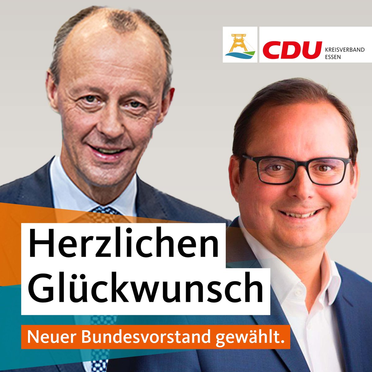CDU Essen (@cdu_essen) on Twitter photo Wir gratulieren <a href="/_FriedrichMerz/">Friedrich Merz</a> zum Bundesvorsitz der <a href="/CDU/">CDU Deutschlands</a> Deutschlands - mit 94,6% ein klares Ergebnis des Aufbruchs und der Erneuerung. Der #cdupt22 hat zudem unseren OB <a href="/TKufen/">Thomas Kufen</a> erneut in den Bundesvorstand gewählt. Wir gratulieren! #teamCDU Wir gratulieren <a href="/_FriedrichMerz/">Friedrich Merz</a> zum Bundesvorsitz der <a href="/CDU/">CDU Deutschlands</a> Deutschlands - mit 94,6% ein klares Ergebnis des Aufbruchs und der Erneuerung. Der #cdupt22 hat zudem unseren OB <a href="/TKufen/">Thomas Kufen</a> erneut in den Bundesvorstand gewählt. Wir gratulieren! #teamCDU