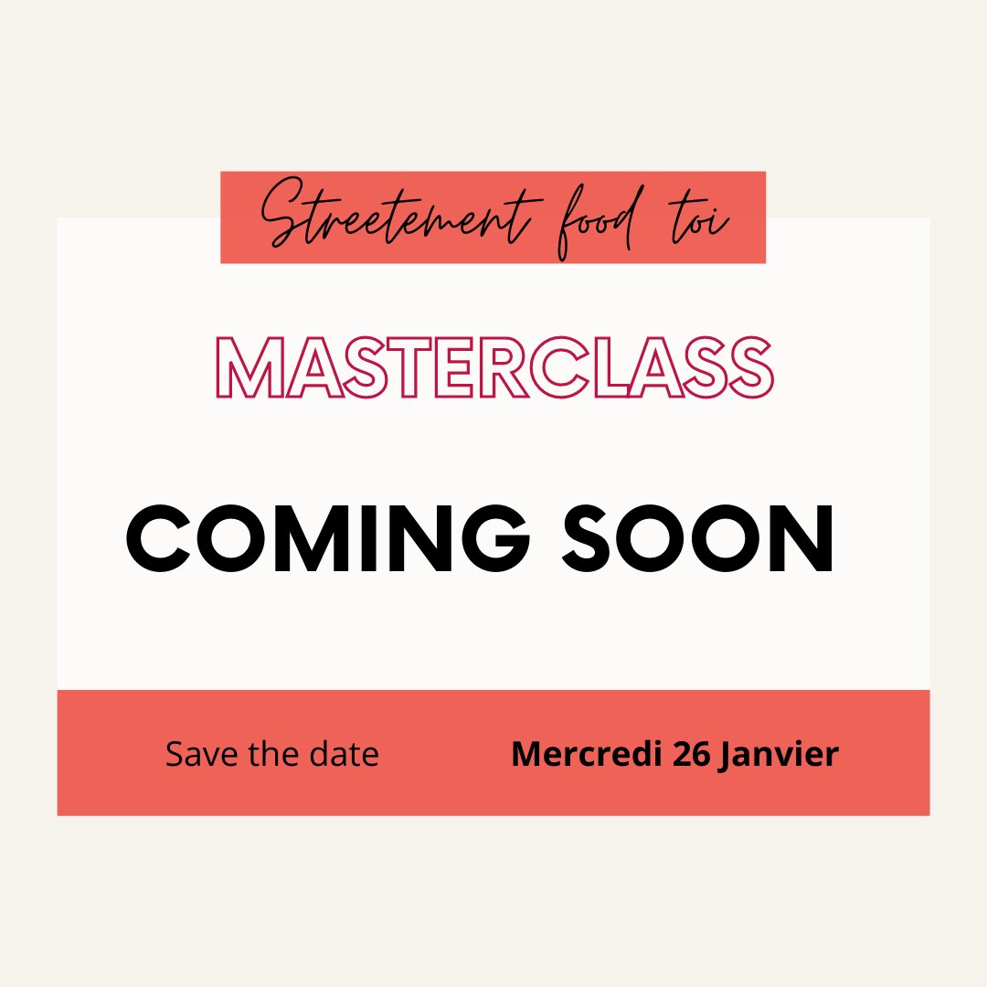 Préparez vos papilles à découvrir des anecdotes croustillantes..
..Puisque notre Masterclass se déroulera le Mercredi 26 Janvier !! 🤤

#mbadmb #gogogo #streetfood #streetementfooddetoi #Masterclass #savethedate