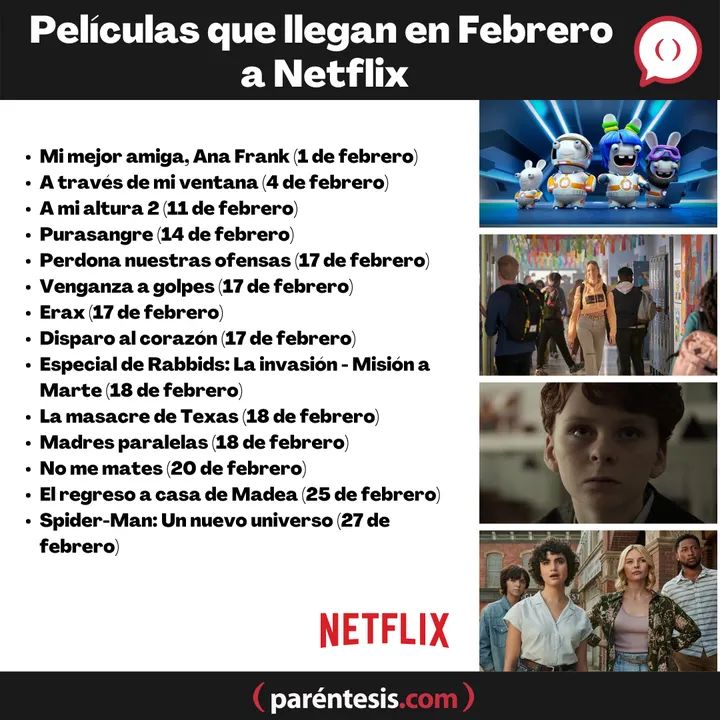 parentesis's tweet photo. Netflix trae un buen repertorio para el mes de febrero como: Madres Paralelas, el spin off de Vikingos, Inventando a Anna y el regreso de La Masacre de Texas.  Acá te dejamos la lista completa. https://t.co/AAixmFoU0L https://t.co/nPgtbd9w0A