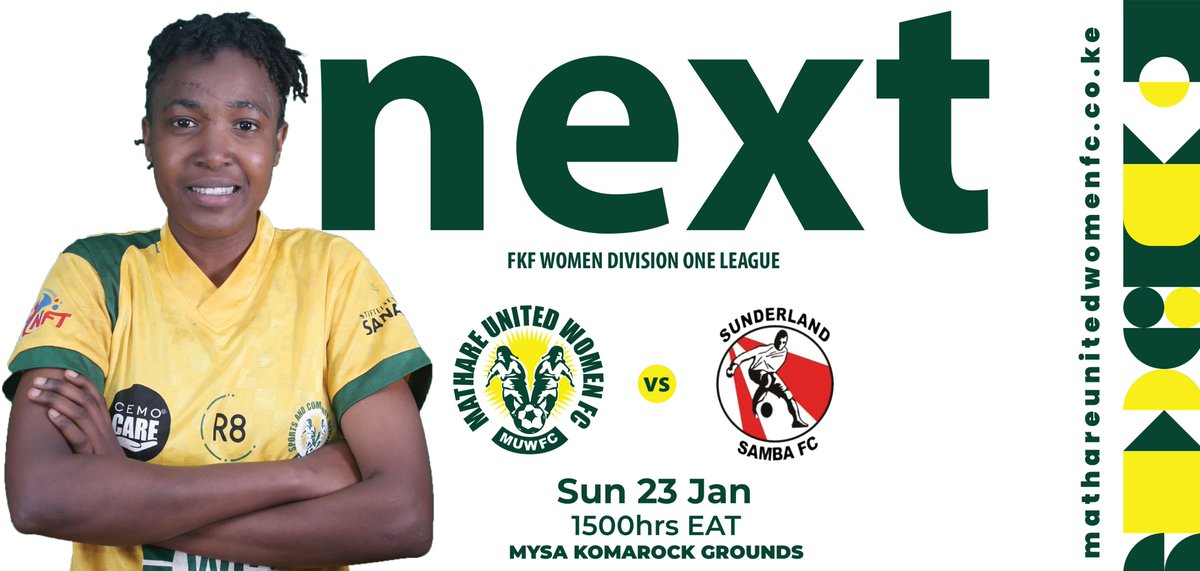 mathare_women's tweet photo. 🔜 🆚 @SunderlandSamba
🏟 | MYSA Komarock Grounds
⏱ | 3PM
Tomorrow we take on the Black Cats from Kibera.
East 🟡 vs West 🔴 . Tupatane kesho grao mapema.
#MUWSUN https://t.co/n65Qp4Gk6k