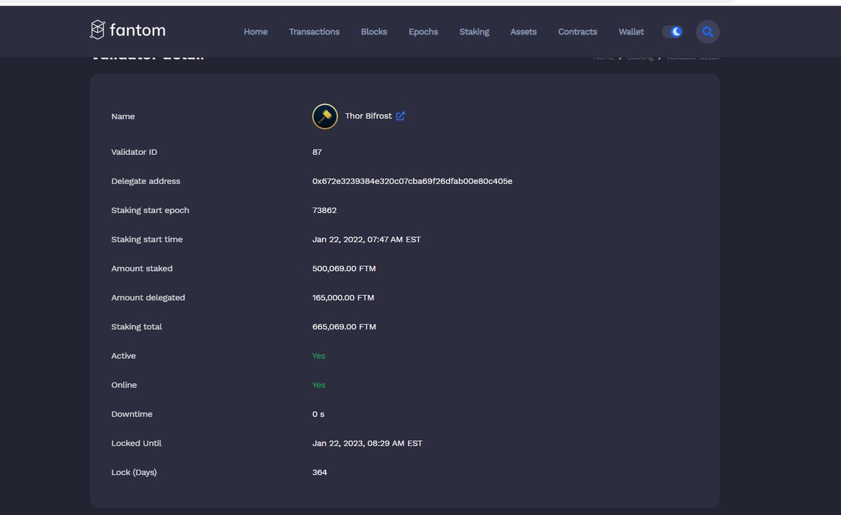 We have to come clean, we lied to you. 😔

We said the 2nd validator was live in a couple hours, we were wrong. 😅😅

IT'S LIVE NOW! YES NOW! 🥳🥳🥳

Asgardians, welcome to THOR's 2nd #FTM validator node: Thor Bifrost. ⚡️🔨

Next up, AVAX Validator? 🧐🤔

explorer.fantom.network/validator/0x67…