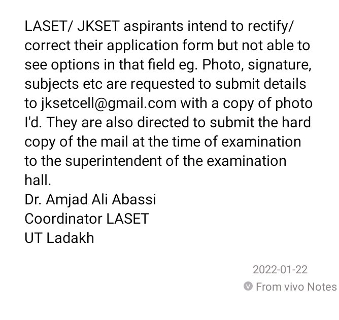 Attention JKSET/LASET ASPIRANTS
