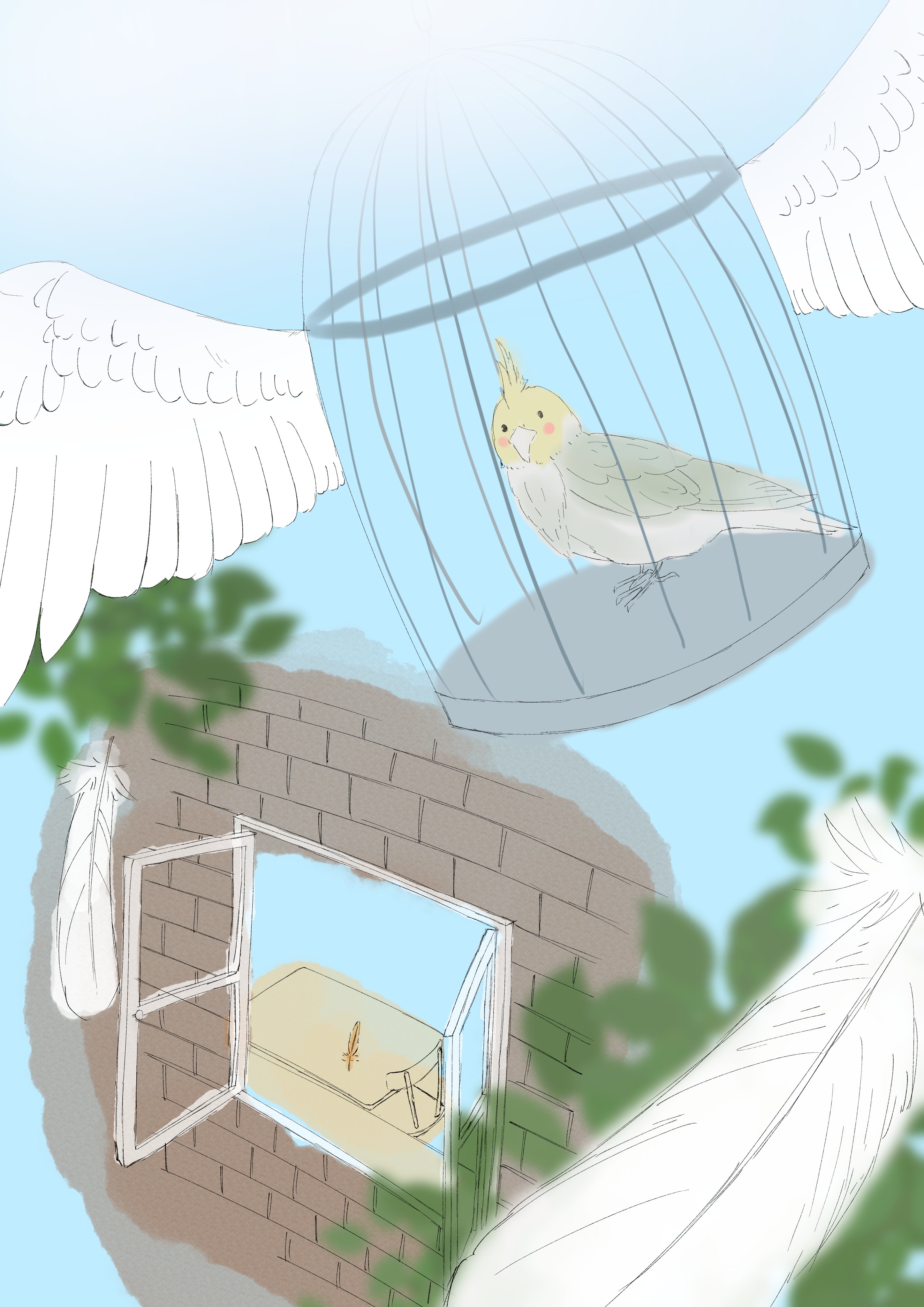 Saico イラスト 籠の中の鳥は自由を求めて籠に翼をつけました T Co M6zfg0a8dj Twitter