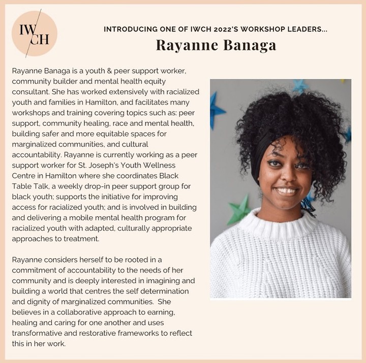 IWCH2022's tweet photo. We are excited to present our final workshop leader for the 2022 IWCH Conference! #iwch2022

Come join us on February 19, 2022 to hear from Rayanne Banaga as well as our other speakers! Stay tuned for more information in coming posts. https://t.co/NdvwOjoepl