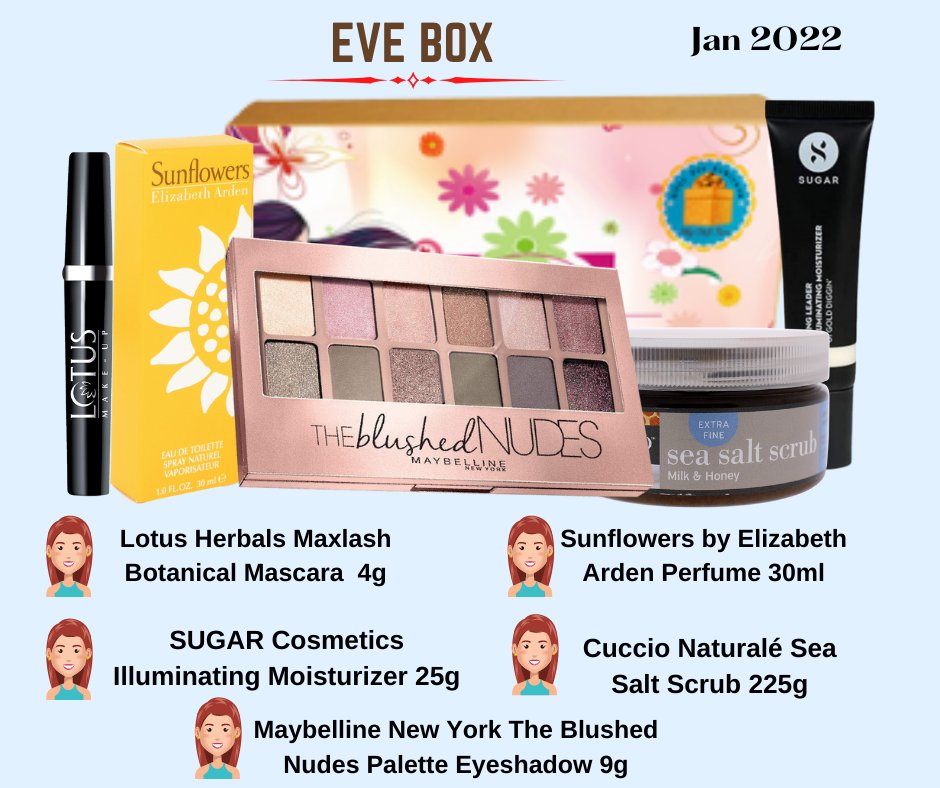 mygiftboxes's tweet photo. Eve Box -Jan 2022 #mygiftbox #evebox #subscriptionbox #women #cosmetics #mygiftboxes
https://t.co/RXtsNVhgSD https://t.co/QXKQiEI2yp