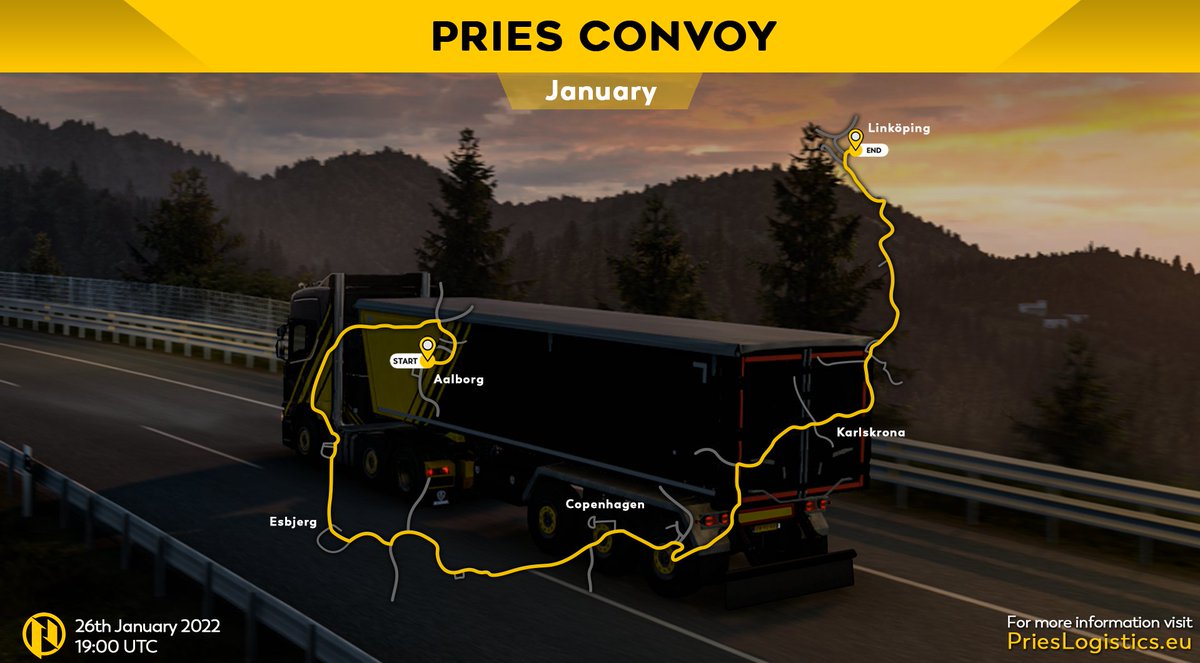 PriesLogistics's tweet photo. Next week, we will head with our first public convoy this year to an area where you can recognize the winter with white trees, and snow all around Scandinavia.

If you want to come along, visit https://t.co/ZLaldiWzdg for more details. https://t.co/JU0WC6Hvbs
